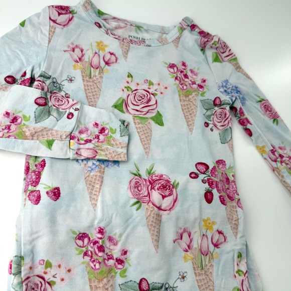 Posh Peanut Girls 2T Floral Sophia  Ice Cream Bamboo Viscose Pajama Set Blue - Picture 3 of 4